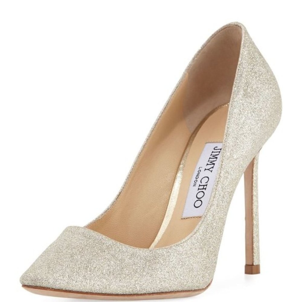 Jimmy Choo Platinum Ice Glitter Romy 100 (Silver)